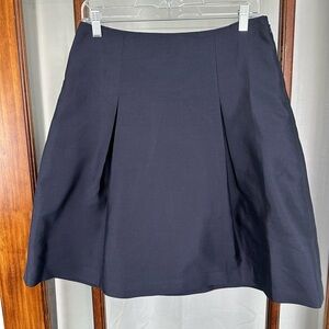 NWT Talbots Petite 6P Silk Blend Navy Blue Skirt Pleated Lined A-line New Preppy